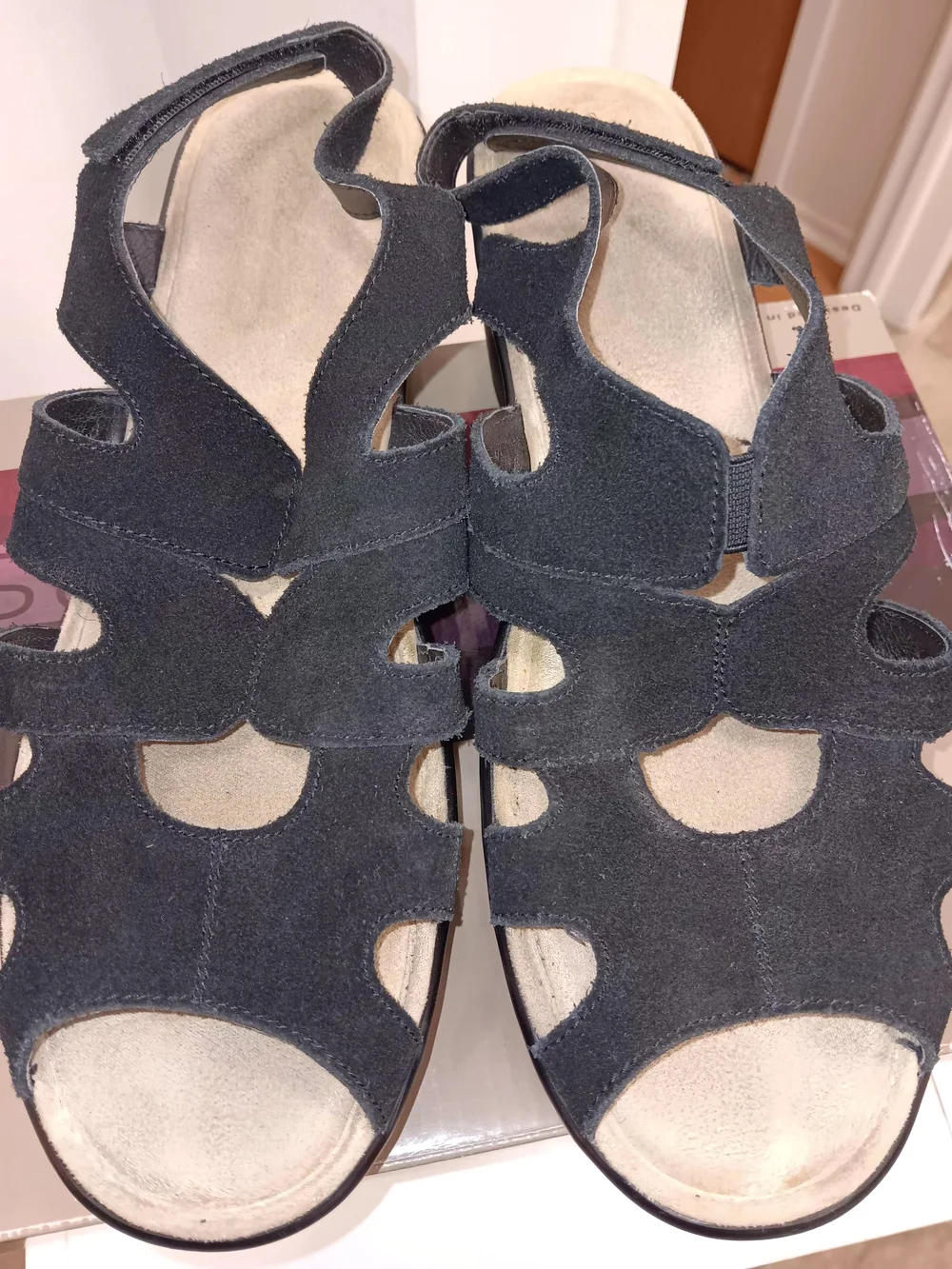 Skechers Black Suede  Wedge Sandals
